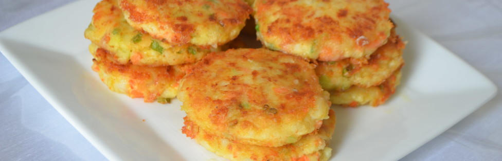 Cheesy Mashed Potato and Carrot Pancakes.